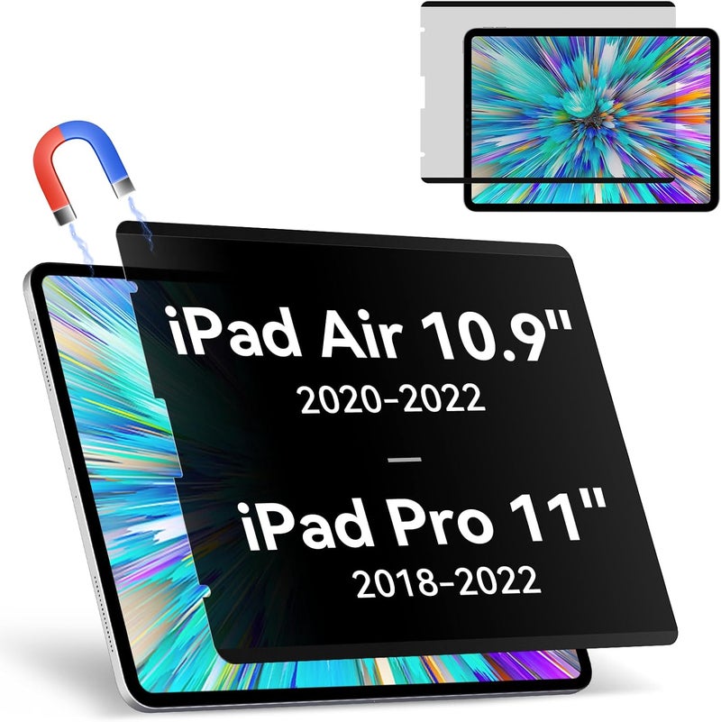 Protescreen Magnetic Privacy Screen Protector Compatible with iPad Air 5th 4th 10.9" & iPad Pro 11(2018-2022), Removable Anti Glare Blue Light Bubble-Free Black Security Protector Private Filter - Image 1